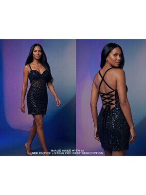 Nox Anabel Corset Mini Dress 16 Glitter Sequins Goth Glam Vamp Formal Party